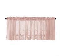 BEIXIHappygrowth Kitchen Coffee Net Curtain, Semi Sheer Curtain Window Treatment Tab Top Voile Window Curtain,Lace Window Curtain Tiers and Valance Set for Kitchen Bathroom Living Room (Pink)
