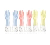 beiyaiey 3 Pairs Reusable Rubber Gloves Non-Slip Laundry Kitchen Gardening Household Gloves Easy to Use 42CM