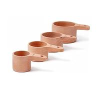 beiyaiey 4PC/Set Wood Measuring Cup with Wood Polish for Baking Cooking Spice Coffee Tea Milk Powder
