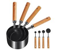 beiyaiey Measuring Cups and Spoons, Wood Handle with Metric and US Measurements, Dry & Liquid Measuring Cup 8Pcs Easy to Use