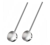 beiyaiey Small Soup Ladle Stainless Steel Metal Deep Spoon with Pour Spout 2Oz Long Handle Ladles for Kitchen Easy to Use Silver 2 Pack