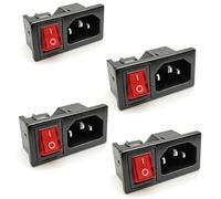 Beiyan 4 Pieces 3 Pin IEC320 C14 10A Cold Appliance Built-in Plug, IEC Socket with Switch, Male Socket 10A 250V AC for Laboratory Equipment Medical Devices