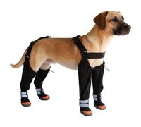Beiykhera Dog Boots with Suspenders - Anti-Slip Waterproof Pants Protector,Adjustable Anti-Slip Dog Snow Pants with Reflective Strip - for Cold Weather Snow Winter Outdoor Walking Paws
