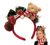 Beiykhera Holiday Headbands Bear Design Adjustable Dress Up Hairband | Girls Christmas Headband for Women Cosplay Dress Up Holiday Celebration Photo Booth