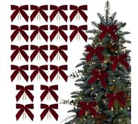 Beiykhera Velvet Christmas Bows, Decorative Small Velvet Ornament | Twist Tie Bows Christmas Decor - for Treat Bag Crafts Party Wedding Home Wreath