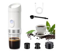 BEIYUANYA Portable Espressos Coffee Maker, Travel Camping Coffee Maker, 20 Bar Pressure Portable Espresso Machine Compatible with Big Capsule, Small Capsule for Camping Travel, Office, Home(White)