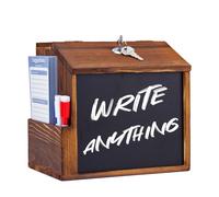 BEIYUANYA Wood Suggestion Box, Tip Money Drop Donation Boxes with Slot and Lock for Fundraising Prayer Ballot Comment, Wall Mounted Ballot Boxes with Chalkboard for Church, Wedding