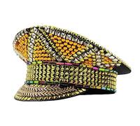Bejeweled Captain Hat Golden Crystals Sailor Hat For Disco House Cocktail Parties Vacation Sparkly Crystals For Bride Crystal Masquerade