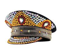 Bejeweled Captain Hat Golden Crystals Sailor Hat For Disco House Cocktail Parties Vacation Sparkly Crystals For Bride Crystal Masquerade