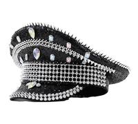 Bejeweled Crystal Captain Hat Headwear Sailor Hat For Bachelorette Party Sergeant Versatile For Club Stage Unisex Fashion Accessory