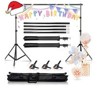 BEJOHU Backdrop Stand Kit, 2x3m/ 6.5ft x 10ft Adjustable Portable Photo Studio Backdrop Background Support System Stand for Wedding Parties Decorations Portrait Photography Birthday Party (black)