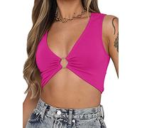 BEJONS Women Sexy Y2k Corset Like Crop Top Deep V Neck Bra Night Going Out Festival Rave Top
