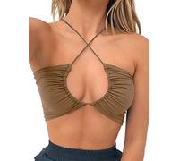BEJONS Women Y2k Corset Cropped Tank Top Criss Cross Strap Tie Bralette Bustier Stripper Outfits - - Medium