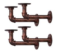 BEJOY 4pcs Heavy Duty Shelf Brackets for Shelves, Industrial Pipe Bracket 15cm, Vintage Copper Iron Wall Mount Pipe Shelving Bracket, Rustic Home Pipe Shelf, Copper
