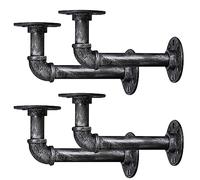 BEJOY 4pcs Heavy Duty Shelf Brackets for Shelves, Industrial Pipe Bracket 15cm, Vintage Iron Wall Mount Pipe Shelving Bracket, Rustic Home Pipe Shelf Vintage