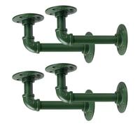 BEJOY 4pcs Heavy Duty Shelf Brackets for Shelves,Industrial Pipe Bracket 17cm, Vintage Bronze Iron Wall Mount Pipe Shelving Bracket,Rustic Home Pipe Shelf,Green