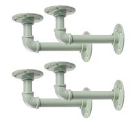 BEJOY 4pcs Heavy Duty Shelf Brackets for Shelves, Industrial Pipe Bracket 17cm, Vintage Bronze Iron Wall Mount Pipe Shelving Bracket, Rustic Home Pipe Shelf,Sage Green