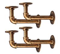 BEJOY 4pcs Heavy Duty Shelf Brackets for Shelves, Industrial Pipe Bracket 17cm, Vintage Bronze Iron Wall Mount Pipe Shelving Bracket, Rustic Home Pipe Shelf，Bronze