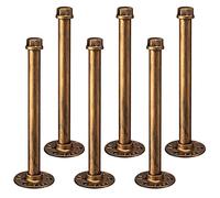 BEJOY 6pcs Industrial Black Iron Pipe Shelf Brackets 6 x 20 cm, Rustic Wall Mounted DIY Shelving Brackets Hanging Custom Pipe Brackets for Floating Shelves，Bronze