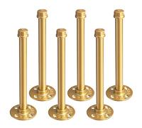 BEJOY 6pcs Industrial Black Iron Pipe Shelf Brackets 6 x 20 cm, Rustic Wall Mounted DIY Shelving Brackets Hanging Custom Pipe Brackets for Floating Shelves,Gold