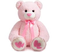 BEJOY Giant Teddy Bear 91cm Stuffed Animal Large Bear Plush with Love Red Heart for Girlfriend and Kids Valentine's Day, 36 inch Pink