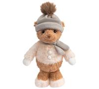 BEJOY Teddy Bear, Soft Plush Toy Stuffed Animals with Gray Knit Woolen Hat and Scarf, Best Companion for Girls Kids, for All Occasions 13 Inch