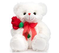 BEJOY Teddy Bear Stuffed Animal Rose Bear with Red Bow Soft Plush Toy