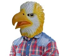 BEJOYFMY Eagle Mask, Novelty Funny Latex Hawk Head Mask, Realistic Design for Halloween Dance Party Cosplay Props - White Yellow