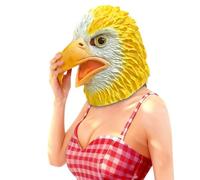 BEJOYFMY Eagle Mask, Realistic Novelty Funny Latex Hawk Head Masks for Halloween Dance Cosplay Party Props - White Yellow