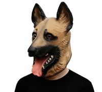 BEJOYFMY German Shepherd Dog Mask, Latex Realistic Animal Full Head Dog Mask Costume for Cosplay Party Props