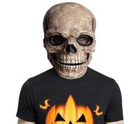 BEJOYFMY Skull Mask with Moving Jaw, Scary Skeleton Ghost Head Mask with Movable Jaw for Adults Halloween Cosplay