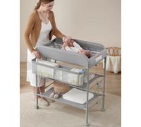 BEKA Portable Changing Table, Foldable Baby Changing Table, Changing Station for Infant w/Waterproof Diaper Changing Table Pad, Adjustable Height Diaper Station, Mobile Nursery Organizer for Newborn