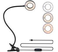 Bekada Clip on Desk/Ring Light with Clamp for Video Conference Lighting, Computer Webcam, USB LED Laptop Light for Zoom Meetings Reading with 3 Color 10 Dimming Level