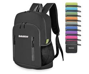 Bekahizar 20L Backpack Ultra Lightweight Foldable Hiking Daypack Waterproof Small Travel Backpack Bag for Men Women Children Outdoor Sports Travel Climbing, black, 42*32*17.5cm