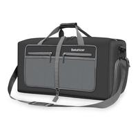 Bekahizar 60L Lightweight Folding Travel Bag Large Travel Bag Travel Bag Duffel Bag Sports Bag Handbag with Shoe Compartment for Sports Travel Gym Holiday Black