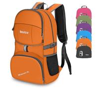 Bekahizar Lightweight Foldable Backpack 35L Hiking Rucksack Daypack Packable Travel Day Bag for Men Women Teens Outdoor Sports Walking Camping Travelling Cycling (Orange)