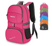 Bekahizar Lightweight Foldable Backpack 35L Hiking Rucksack Daypack Packable Travel Day Bag for Men Women Teens Outdoor Sports Walking Camping Travelling Cycling (Pink)