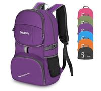 Bekahizar Lightweight Foldable Backpack 35L Hiking Rucksack Daypack Packable Travel Day Bag for Men Women Teens Outdoor Sports Walking Camping Travelling Cycling (Purple)