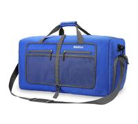 Bekahizar Travel Duffle Bag 60L Lightweight Foldable Holdall Duffels Large Weekend Overnight Bag Packable Carry On Luggage with Shoe Compartment for Men Women Camping Storage Gym Beach (Dark Blue)