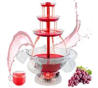 Bekasa 3-Tier Cocktail Fountain Machine, Electric Party Fountain Drink Machine with LED Base and 5 Cups 3L Drink Dispenser for Red Wine Beer Juice Beverage for Wedding, Party, Celebration, Bar
