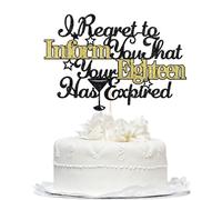 Bekaterea 18th Black Glitter Cake Topper-I regret to inform you that your childhood has expired You're an Adult Birthday Cake Decorations,Boys and girls 18th Birthday Party Decorations (eighteen)