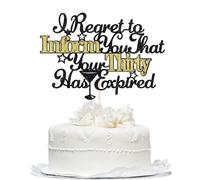 Bekaterea 30th Black Glitter Cake Topper-I regret to inform you that your childhood has expired You're an Adult Birthday Cake Decorations,Men and Women 30th Birthday Party Decorations (thirty)