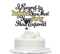 Bekaterea 40th Black Glitter Cake Topper-I regret to inform you that your childhood has expired You're an Adult Birthday Cake Decorations,Boys and girls 40th Birthday Party Decorations (forty)