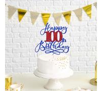 Bekaterea Happy 100th Birthday Cake Topper,Black font Golden Numbers 100th Birthday Cake Decoration,Hello 100, Cheers to 100 Years/100th Anniversary,100& Fabulous Party Decoration