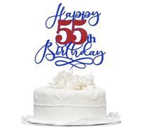 Bekaterea Happy 55th Birthday Cake Topper,Black font Golden Numbers 55th Birthday Cake Decoration，Hello 55, Cheers to 55 Years/55th Anniversary ，55& Fabulous Party Decoration