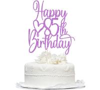 Bekaterea Purple Glitter Happy 85th Birthday Cake Topper - Cheers to 85 Years Cake Topper, 85 & Fabulous Cake Decoration for Hello 85th Birthday Anniversary Party Cake Decorations Supplies