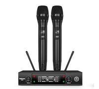 BEKBOES Professional Dual Dynamic Handheld Wireless Microphones, 328ft Range UHF Wireless Microphone System for Home Karaoke/Meeting/Party/Church/Wedding