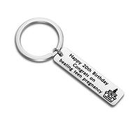 BEKECH 20th Birthday Keychain: Happy 20th Birthday Congrats On Beating Teen Pregnancy, Silver Keychain with Pendant