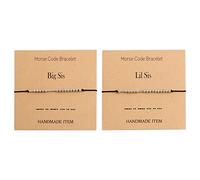 BEKECH Big Sis Little Sis Morse Code Adjustable Bracelet Set Sorority Soul Sister Twins Jewelry for 2 Best Friend Multiple Sister Daughter Birthday Gift from Mom Grandma, S, Stainless Steel, /na