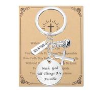 BEKECH Boxing Lover Keychain Gifts Boxing Gloves Charm Keychain With God All Things Are Possible Bible Verse Boxer Gifts, Silver, ONE_SIZE